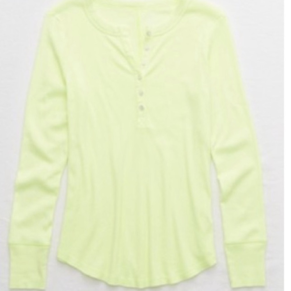 Aerie Ribbed Henley long sleeve top
